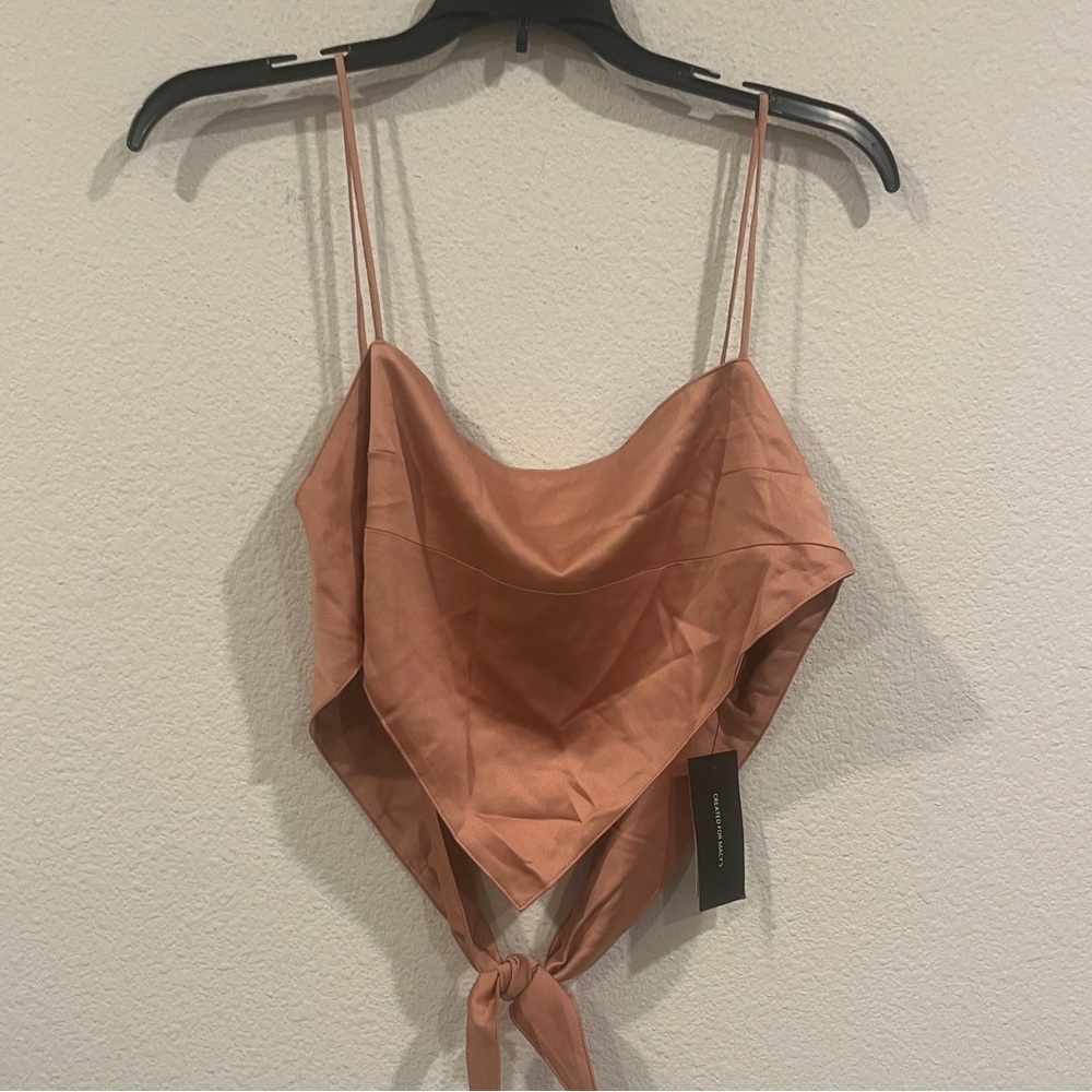NWT Danielle Bernstein gold scarf top size medium tie back cropped